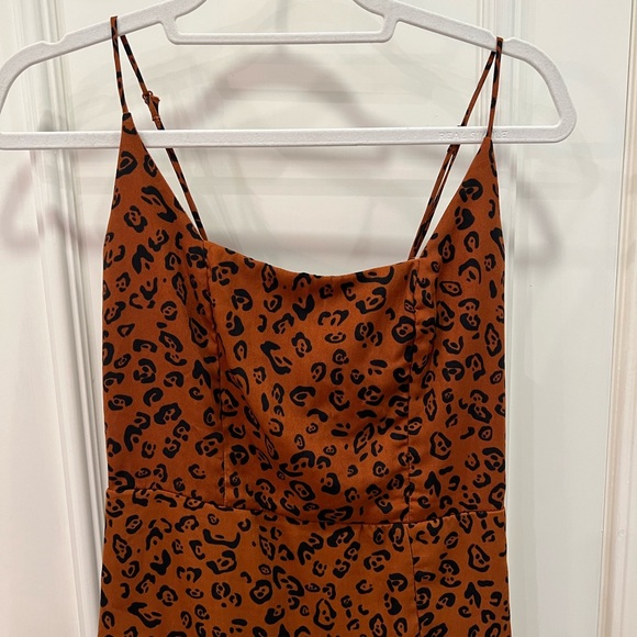 Nordstrom Row A Square Neck Cheetah Midi Dress - Picture 7 of 12